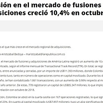 Inversin en el mercado de fusiones y adquisiciones creci 10,4% en octubre